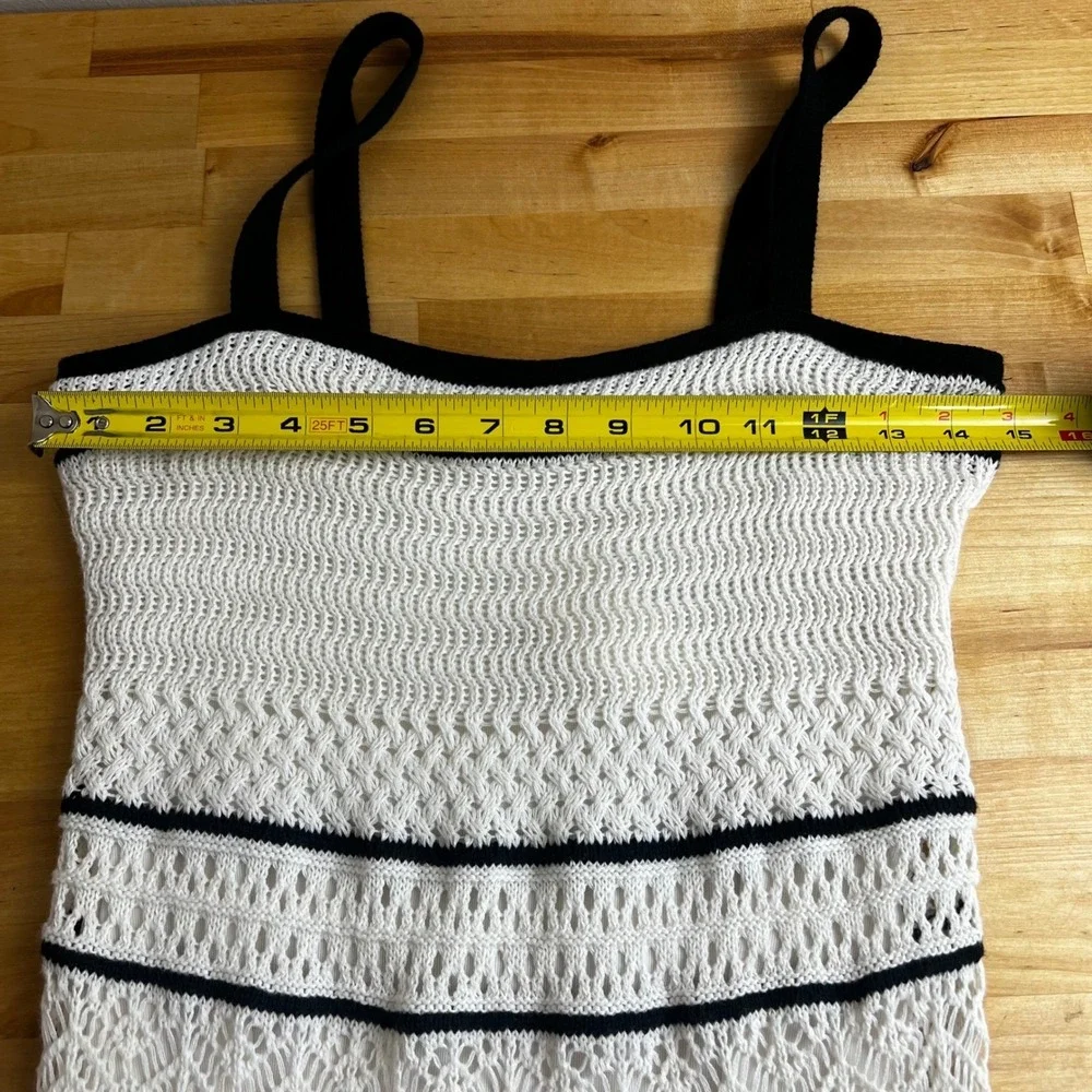 Abercrombie & Fitch Maxi Dress White Crochet Knit Black Trim NWT Small Tall